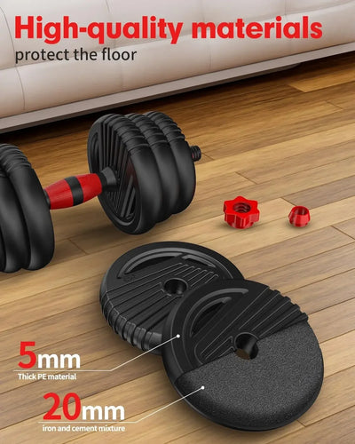 Adjustable Dumbbells Set 4-in-1 – 20/30/45/70lbs Free Weights with Connector for Barbell, Kettlebell & Push-Up Stand