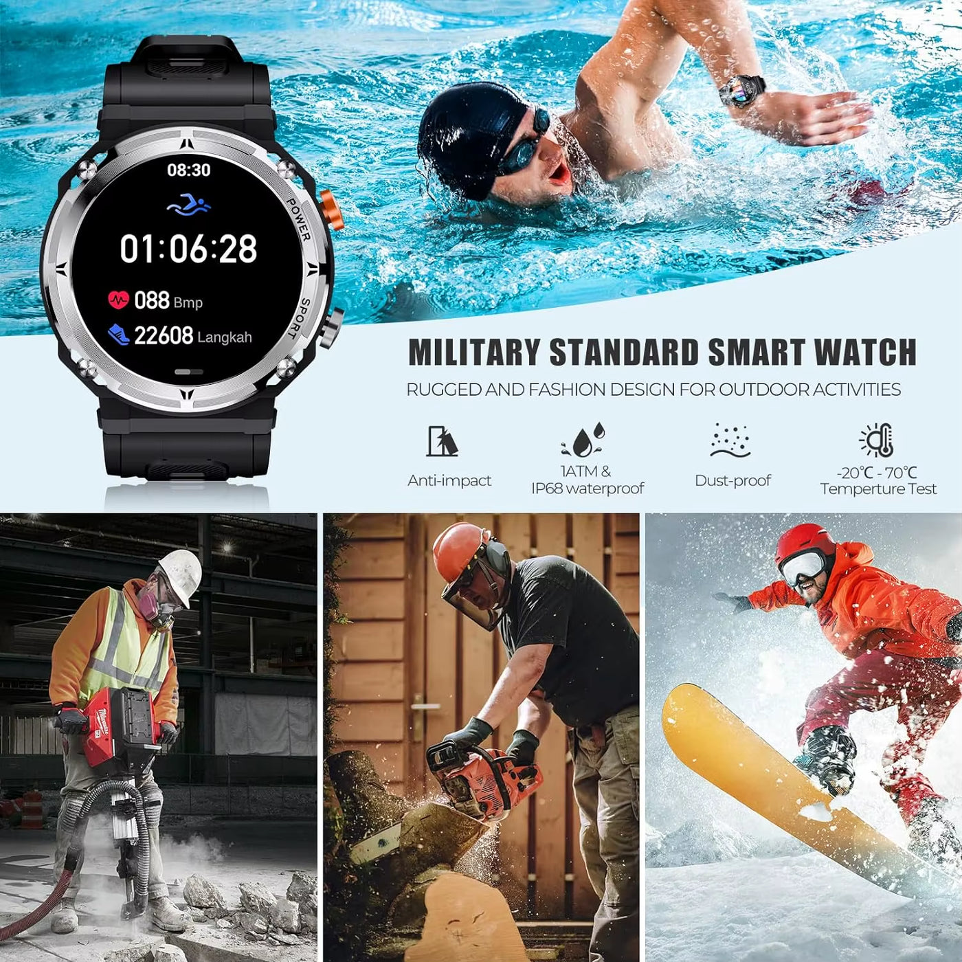 Smart Fitness Watch – Waterproof & Sleep Monitor
