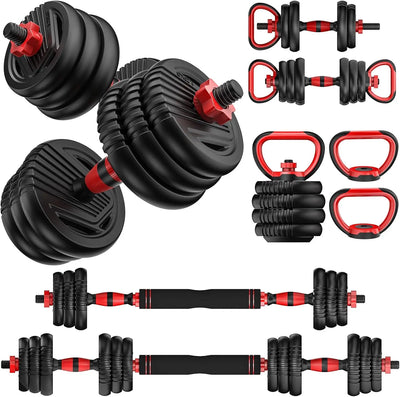 Adjustable Dumbbells Set 4-in-1 – 20/30/45/70lbs Free Weights with Connector for Barbell, Kettlebell & Push-Up Stand