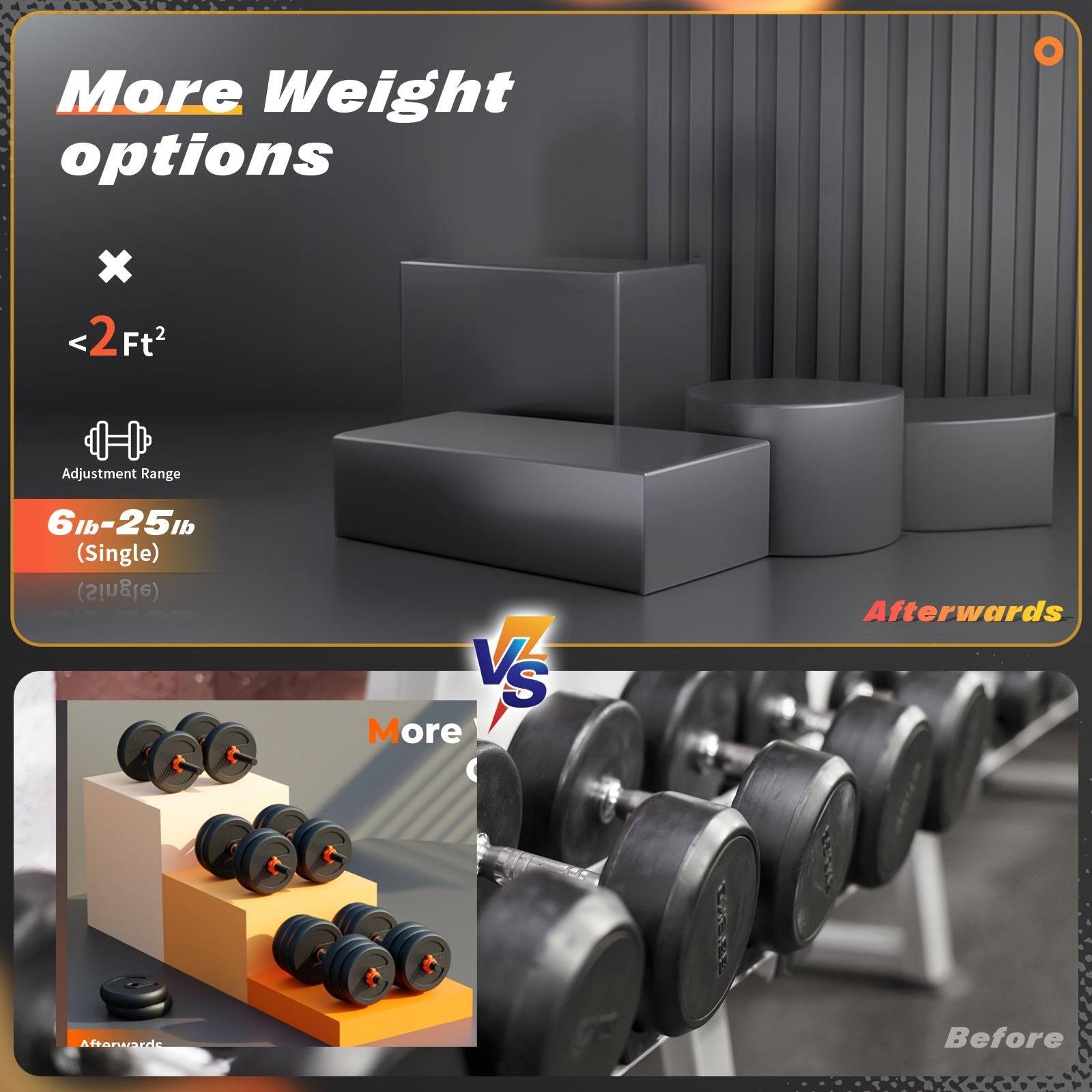 Compact Adjustable Dumbbell Set with kettlebell, barbell, and dumbbell options

