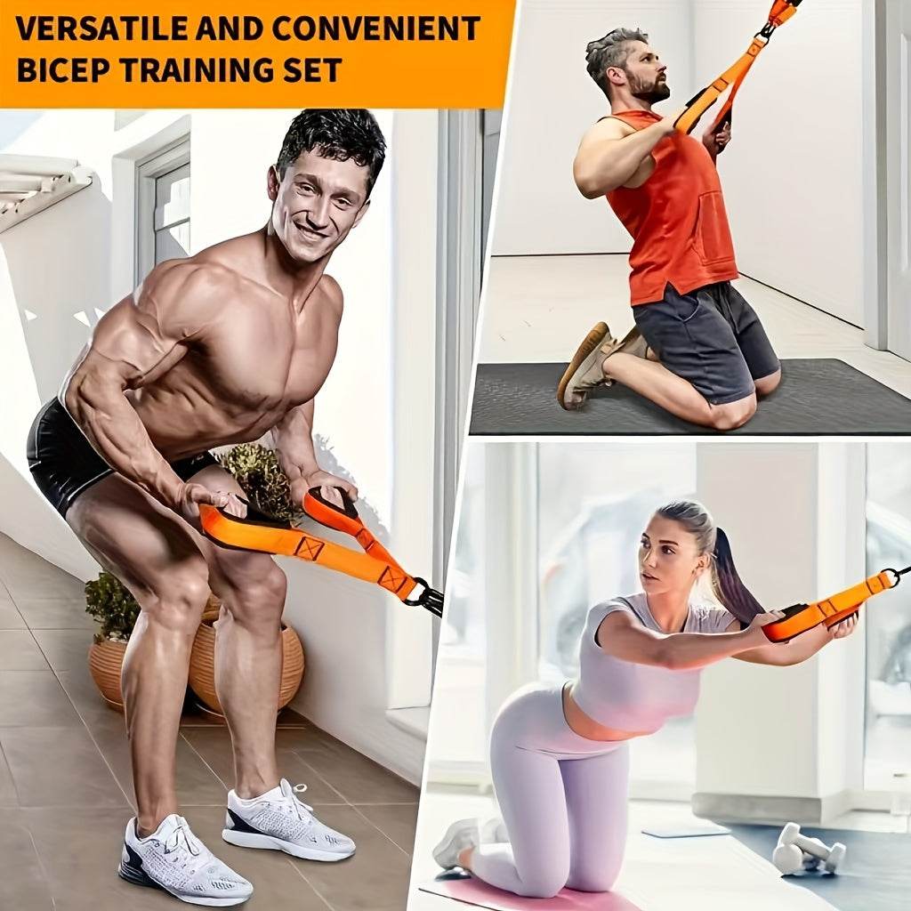 A Set of 5pcs of Heavy-Duty Latex Resistance Training Equipment, Adjustable Resistance, with a Weight Capacity of 225 Pounds, Including 1 Handle, 1 Door Anchor, And 3 Latex Resistance Bands, Suitable for Tricep Pushdowns, Fac - FitGritStore