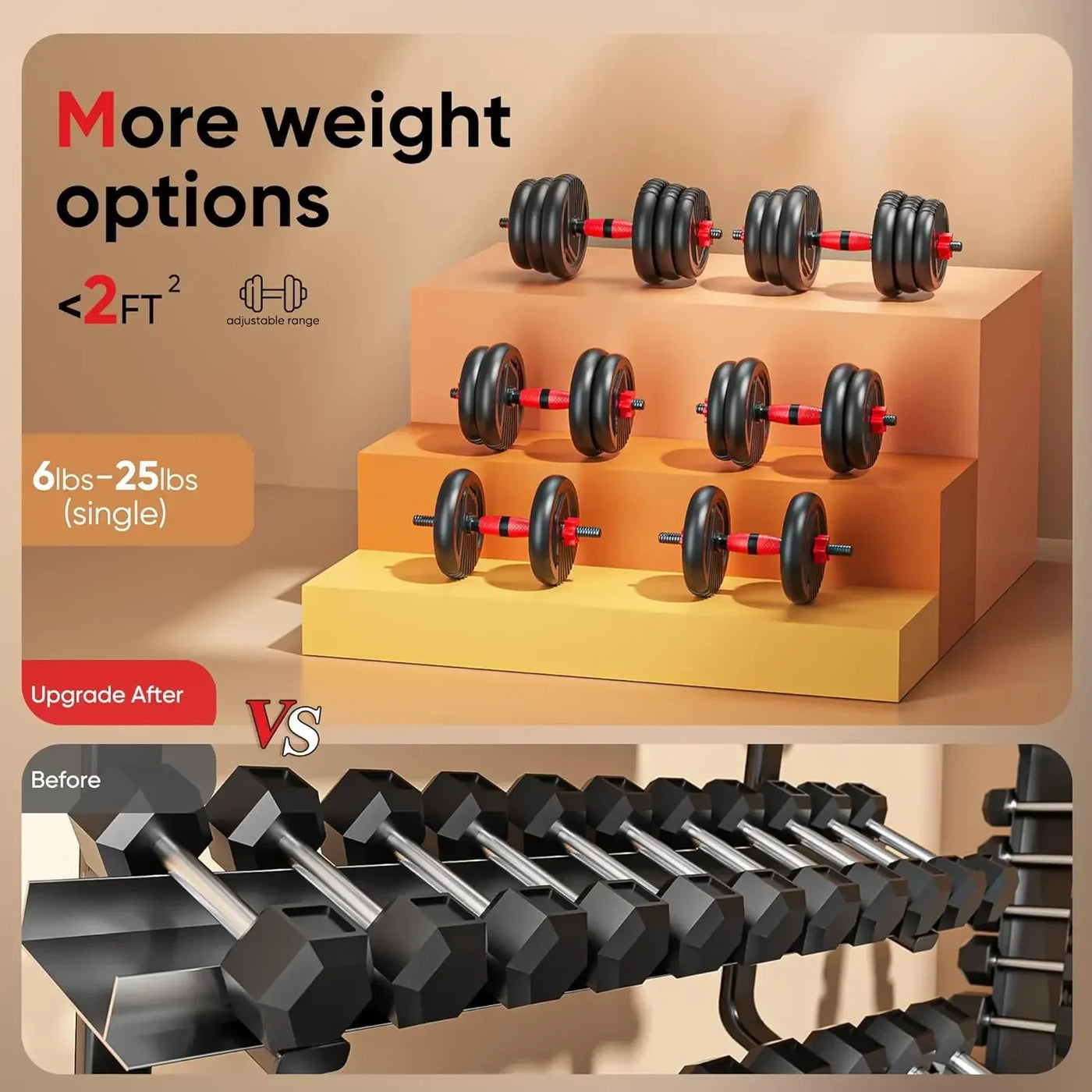 Adjustable Dumbbells Set 4-in-1 – 20/30/45/70lbs Free Weights with Connector for Barbell, Kettlebell & Push-Up Stand