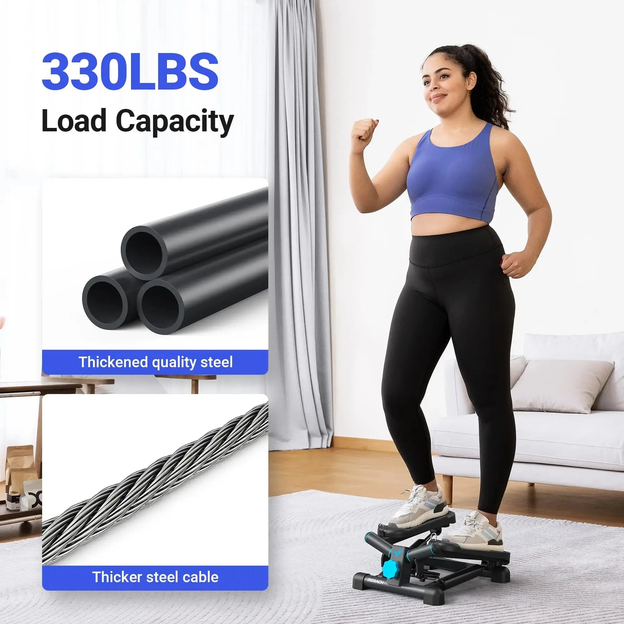 Compact Mini Twist Stepper supporting 330LB weight capacity for all fitness levels