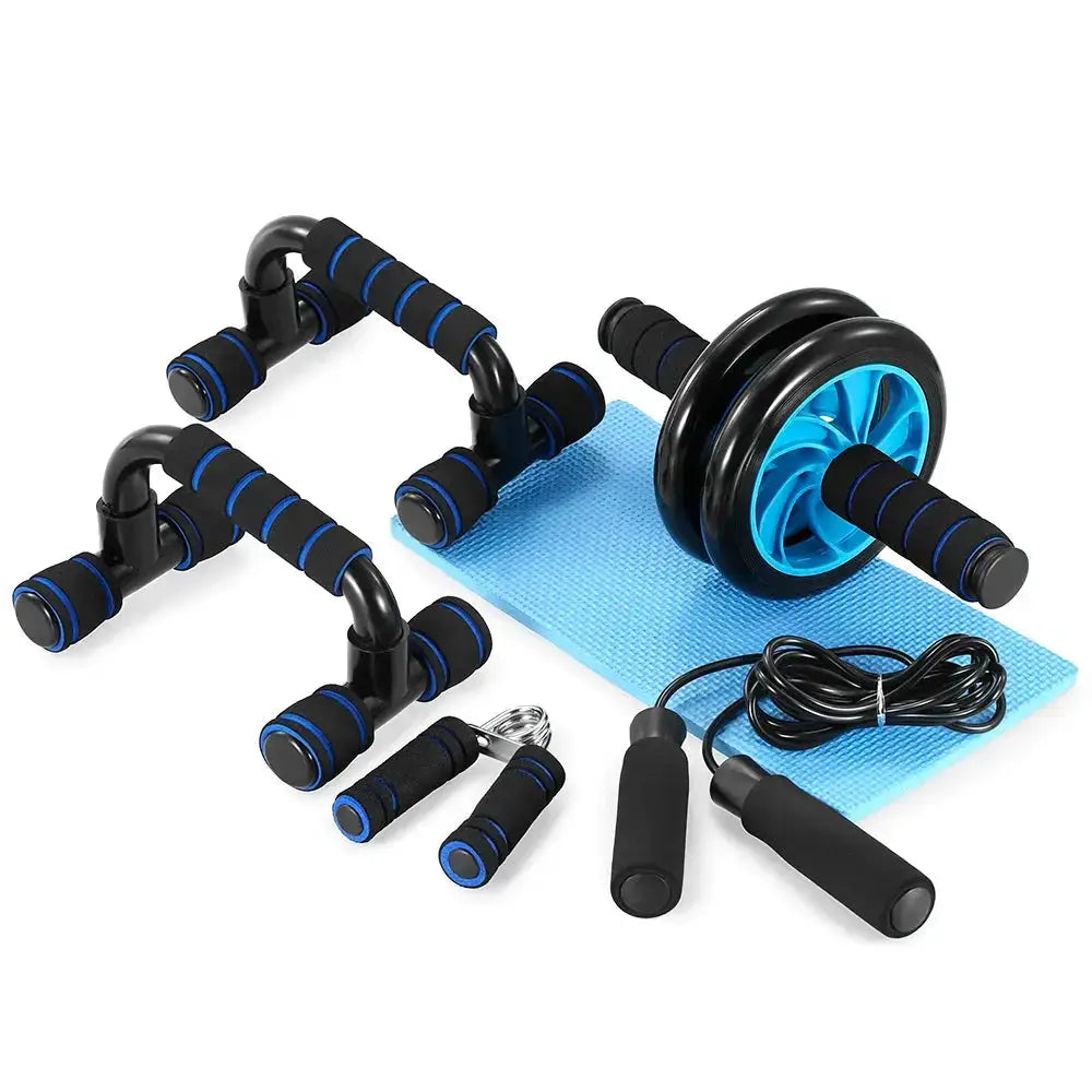 Ab Roller Wheel Set 5-in-1 with push-up bars and knee mat for home workouts