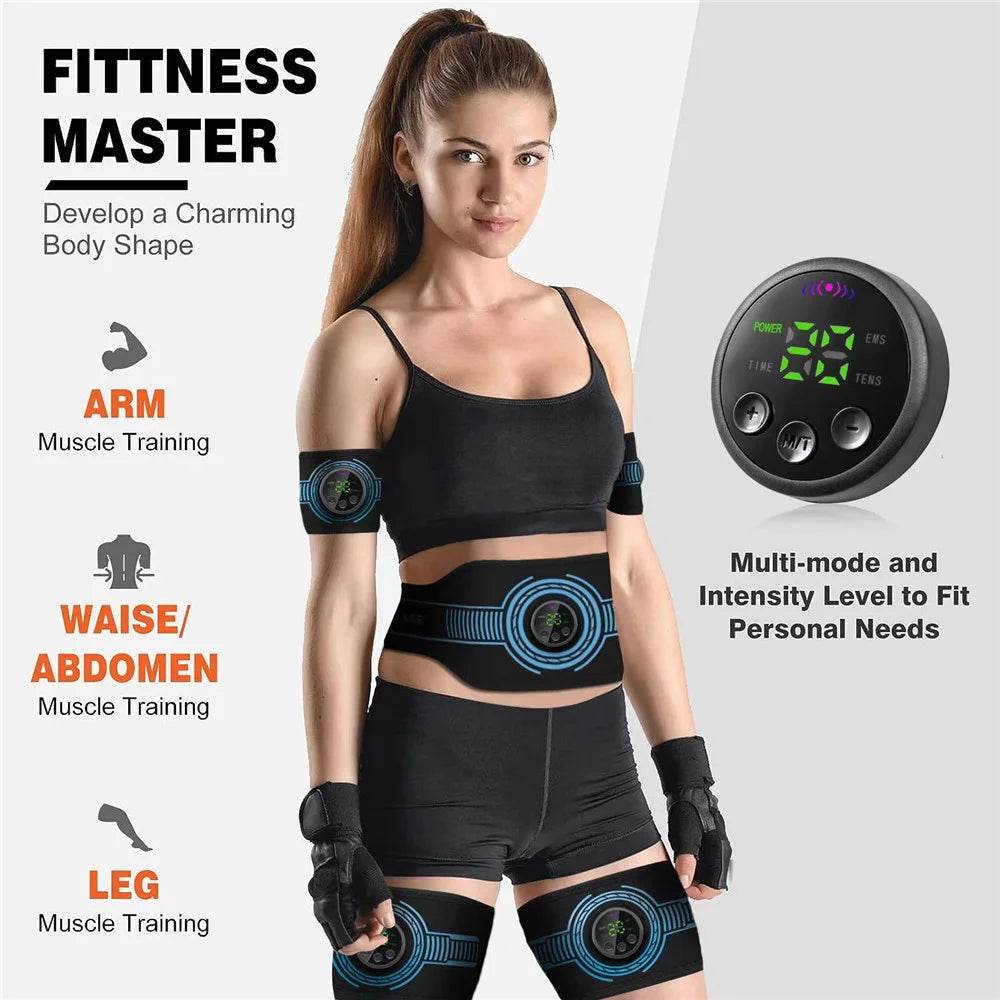 EMS Belt Massage Set | Abdominal Fitness & Muscle Stimulation Trainer | USB Rechargeable Full-Body Toning Device - FitGritStore