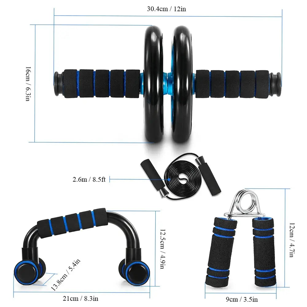 Multifunctional ab roller wheel kit with accessories for indoor core workouts