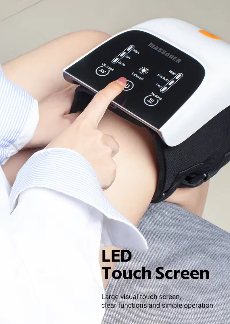 Rechargeable Knee Massager with LCD Touch Control – Air Compression, Kneading & Heating