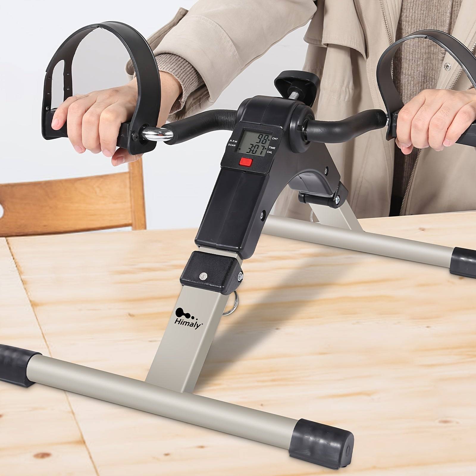 Adjustable Compact Foldable Exercise Bike with resistance knob and secure pedals

