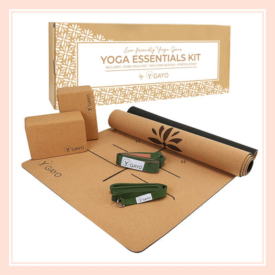Ultimate Cork Yoga Kit – Eco-Friendly Large Mat with Alignment Lines, Blocks, Strap & Carry Strap – Premium Yoga Gift Set