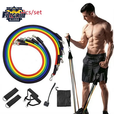 11-Piece TPE Resistance Bands Set with Accessories – Door Anchor, Handles & Ankle Straps