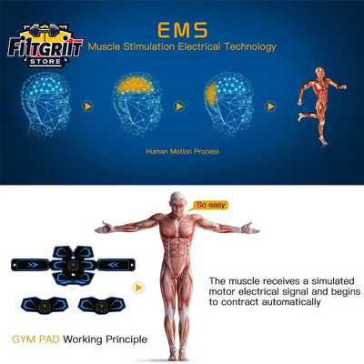 Electric EMS Abdominal Muscle Stimulator Belt – Rechargeable Fitness Massager
