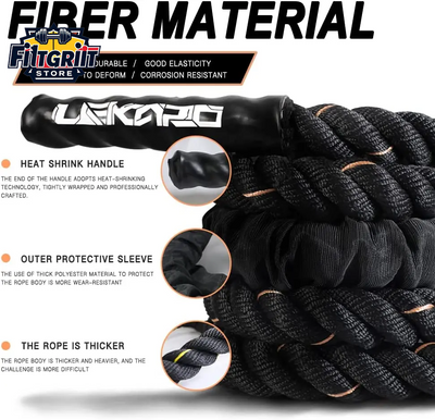 25mm Heavy Weighted Jump Rope – 10ft Battle Skipping Rope for Strength & Cardio Fitness
