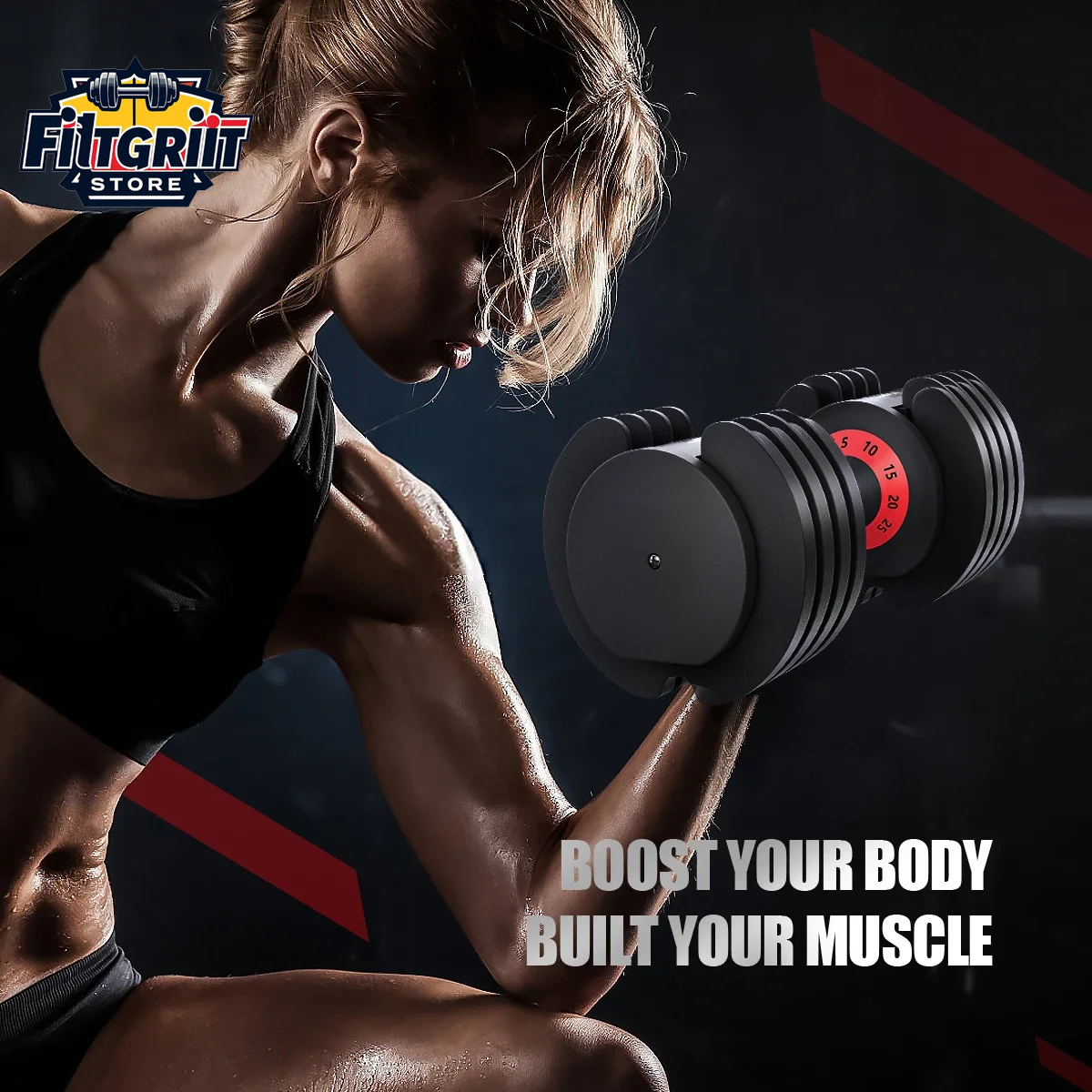 Adjustable Dumbbell Set – 24kg / 25lb / 55lb Weight Options for Strength Training at Home or Gym