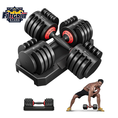 Adjustable Dumbbell Set – 24kg / 25lb / 55lb Weight Options for Strength Training at Home or Gym