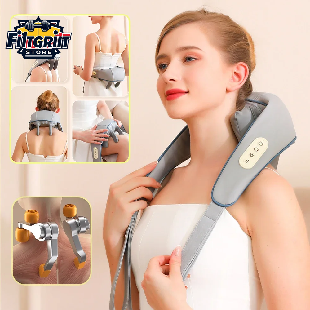 Gray Multi-Style Heated Neck & Shoulder Massager Pillow