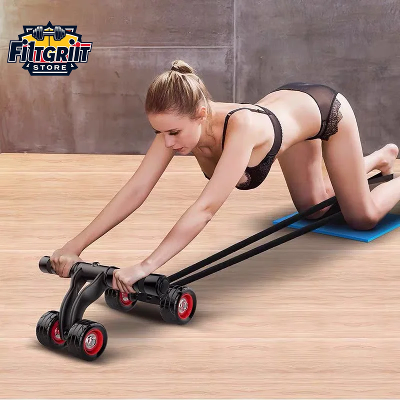 4-Wheel Ab Roller for Core Training – Home Abdominal Muscle Trainer with Stability & Grip for Full Body Workout