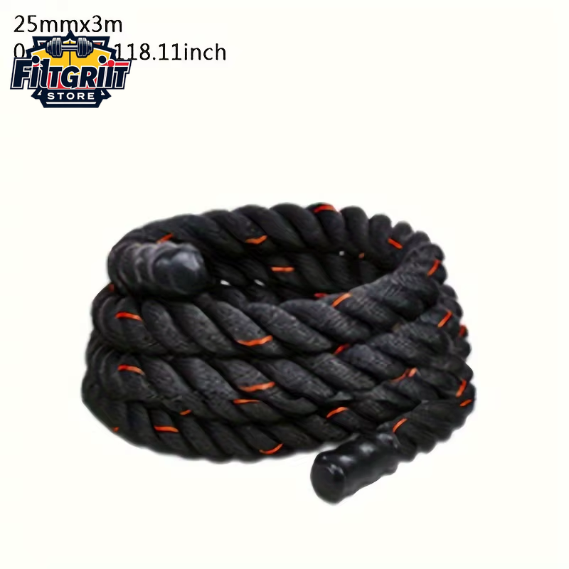 25mm Heavy Weighted Jump Rope – 10ft Battle Skipping Rope for Strength & Cardio Fitness