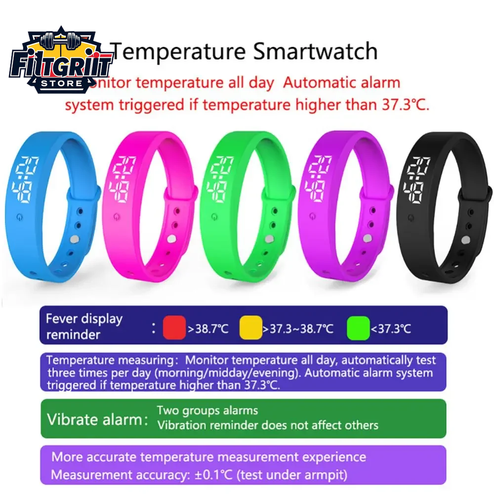 LED Digital Smart Bracelet – Waterproof with Body Temperature Monitor