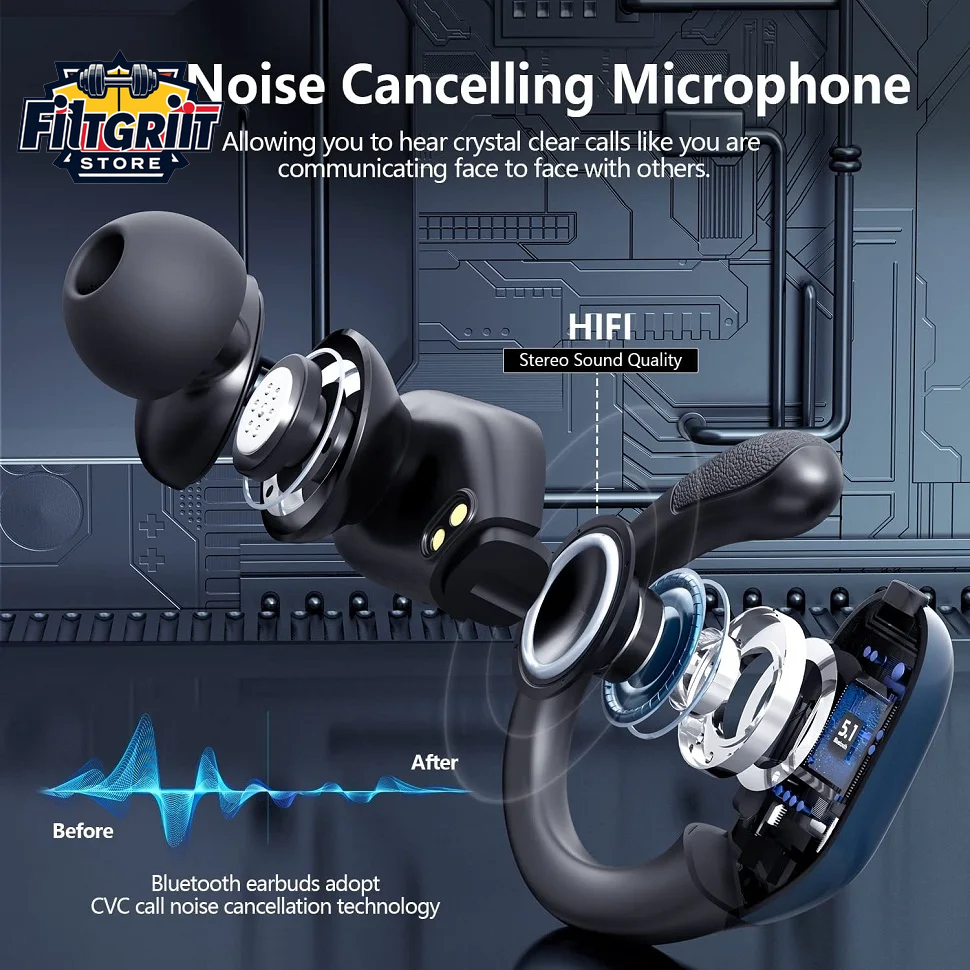 TWS True Wireless Bluetooth Earbuds – Deep Bass, Mic & LED Power Display