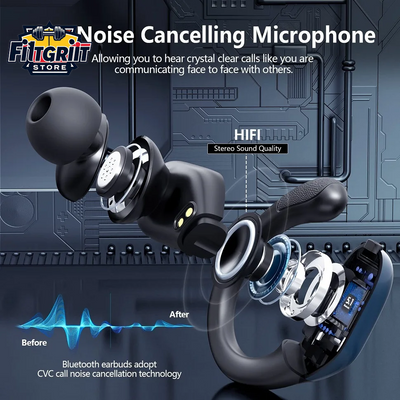 TWS True Wireless Bluetooth Earbuds – Deep Bass, Mic & LED Power Display