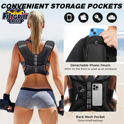 5KG Weighted Vest for Home Workouts – Adjustable Fitness Vest with Reflective Stripes & Double Buckle Straps