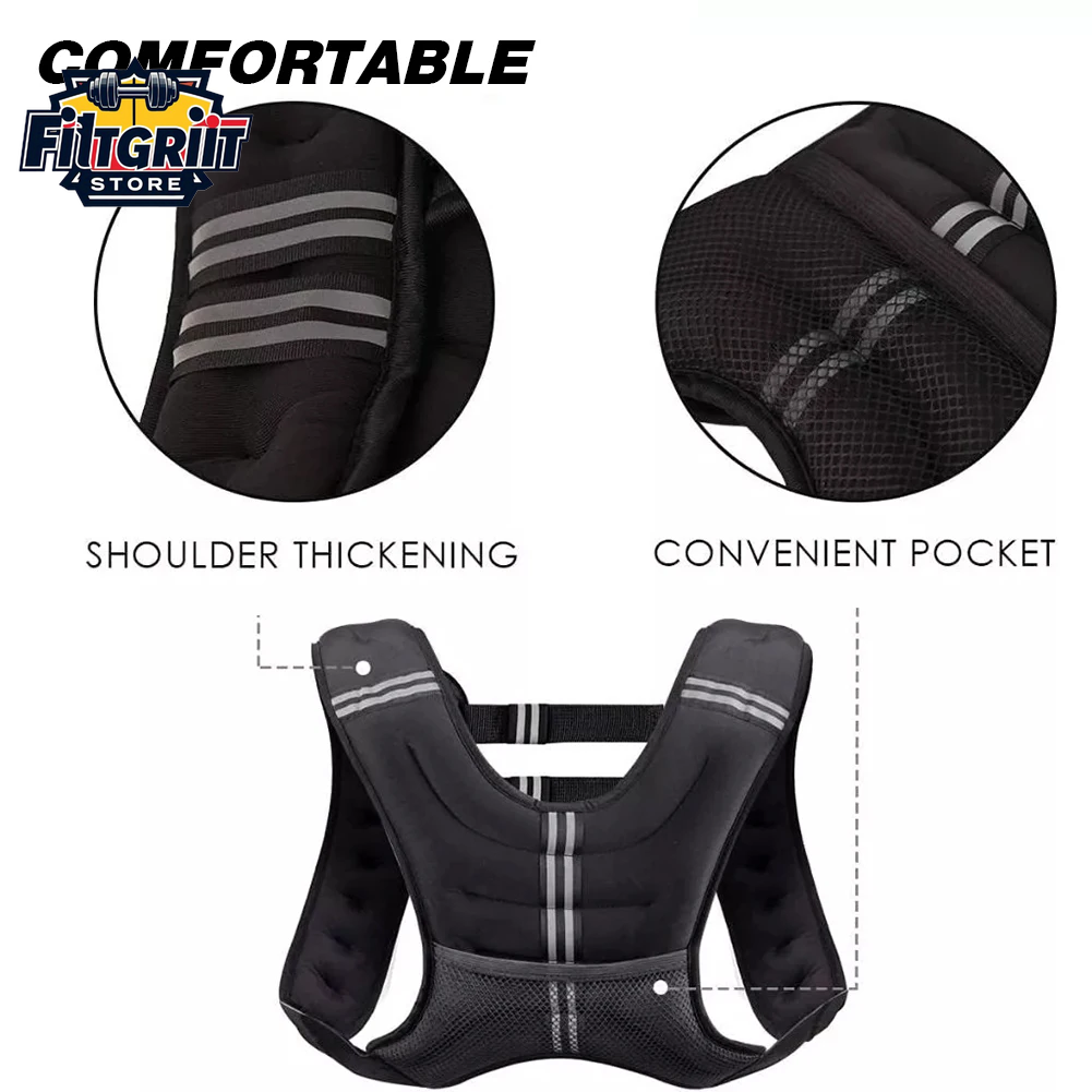 5KG Weighted Vest for Home Workouts – Adjustable Fitness Vest with Reflective Stripes & Double Buckle Straps