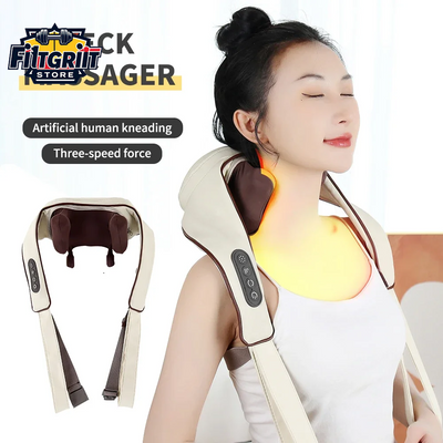 Gray Multi-Style Heated Neck & Shoulder Massager Pillow
