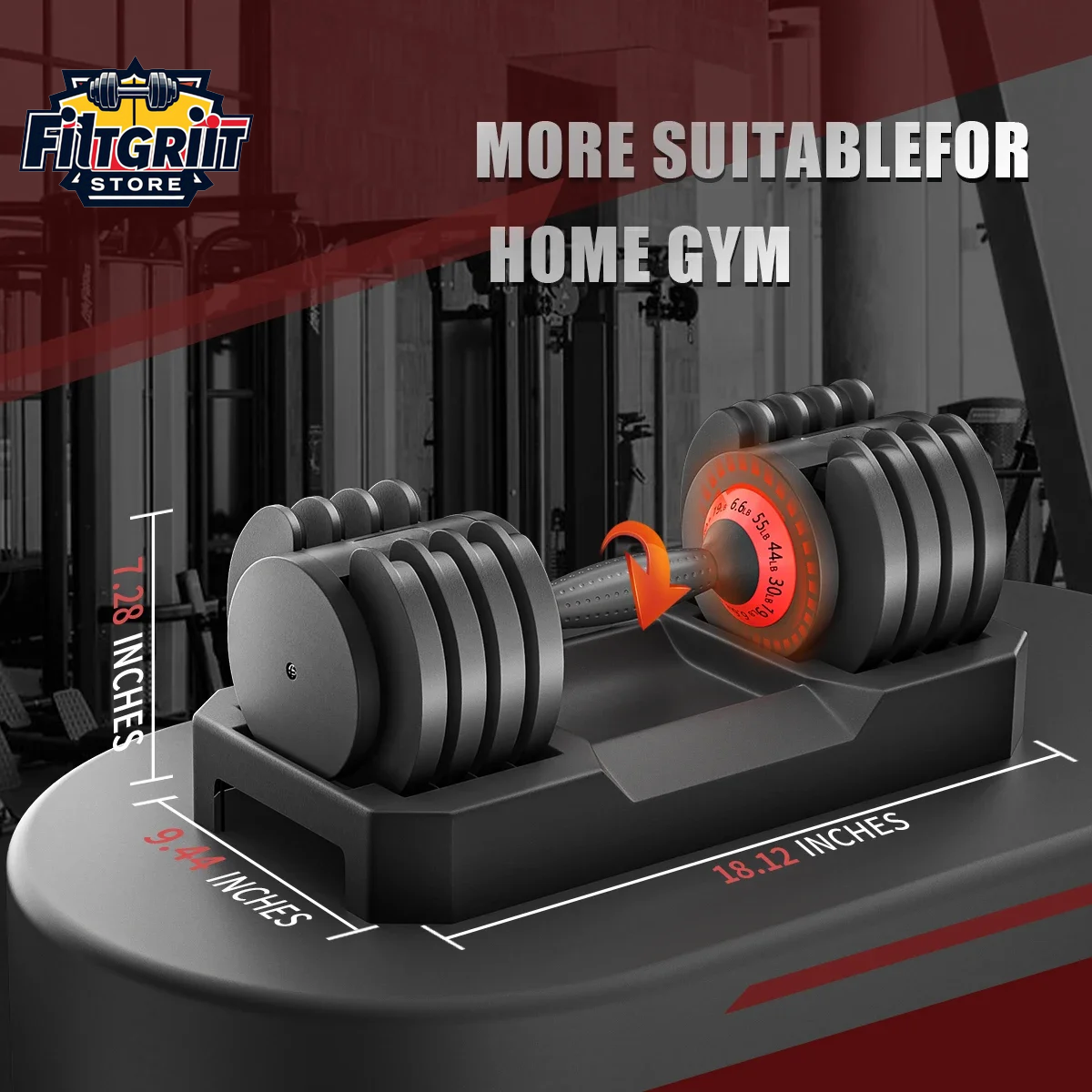 Adjustable Dumbbell Set – 24kg / 25lb / 55lb Weight Options for Strength Training at Home or Gym