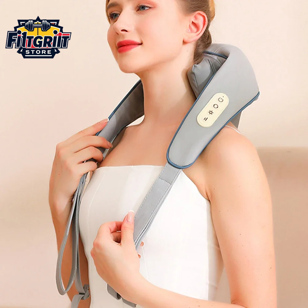 Gray Multi-Style Heated Neck & Shoulder Massager Pillow