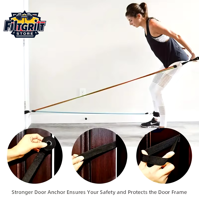 11-Piece TPE Resistance Bands Set with Accessories – Door Anchor, Handles & Ankle Straps