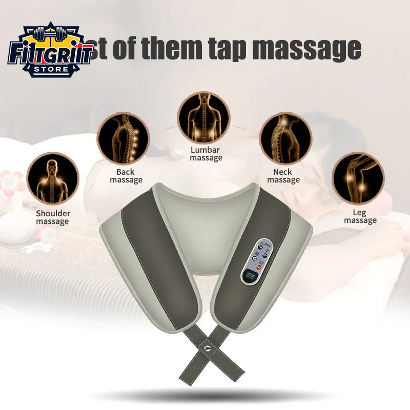 Gray Multi-Style Heated Neck & Shoulder Massager Pillow
