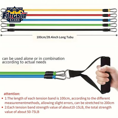11-Piece TPE Resistance Bands Set with Accessories – Door Anchor, Handles & Ankle Straps