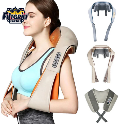 Gray Multi-Style Heated Neck & Shoulder Massager Pillow