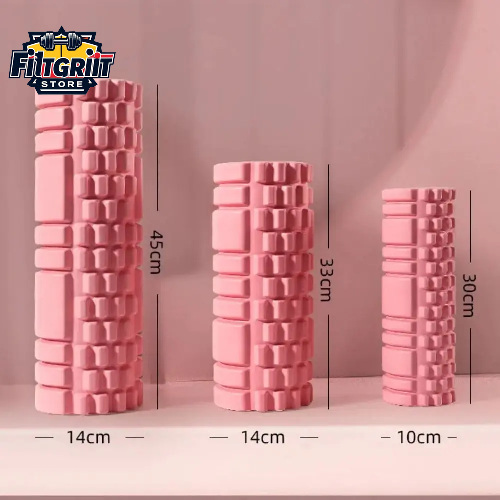 High-Density EVA Foam Yoga Roller – Pilates & Gym Massage Tool (Pink)