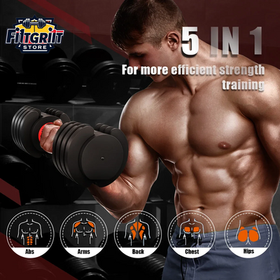 Adjustable Dumbbell Set – 24kg / 25lb / 55lb Weight Options for Strength Training at Home or Gym