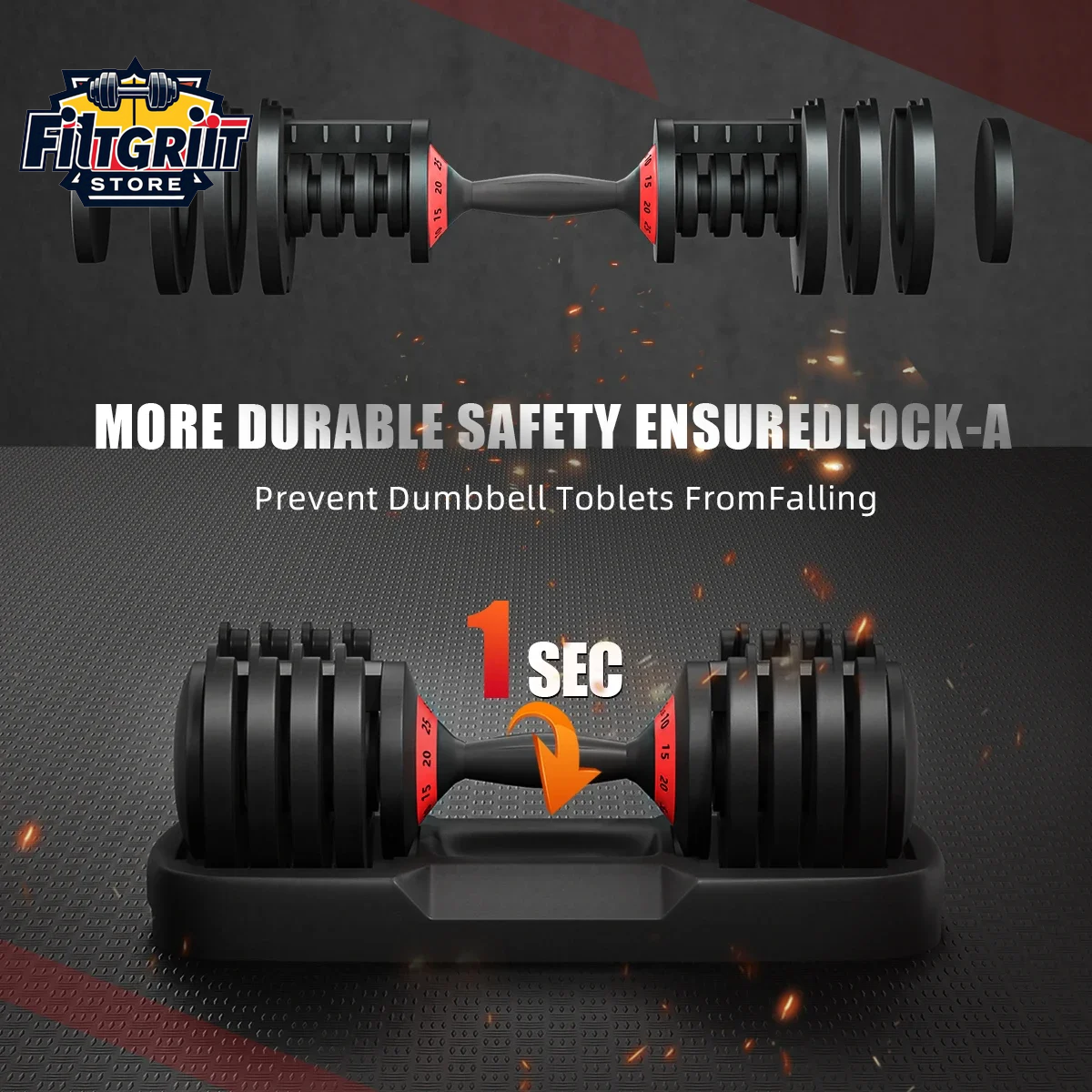 Adjustable Dumbbell Set – 24kg / 25lb / 55lb Weight Options for Strength Training at Home or Gym
