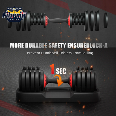 Adjustable Dumbbell Set – 24kg / 25lb / 55lb Weight Options for Strength Training at Home or Gym